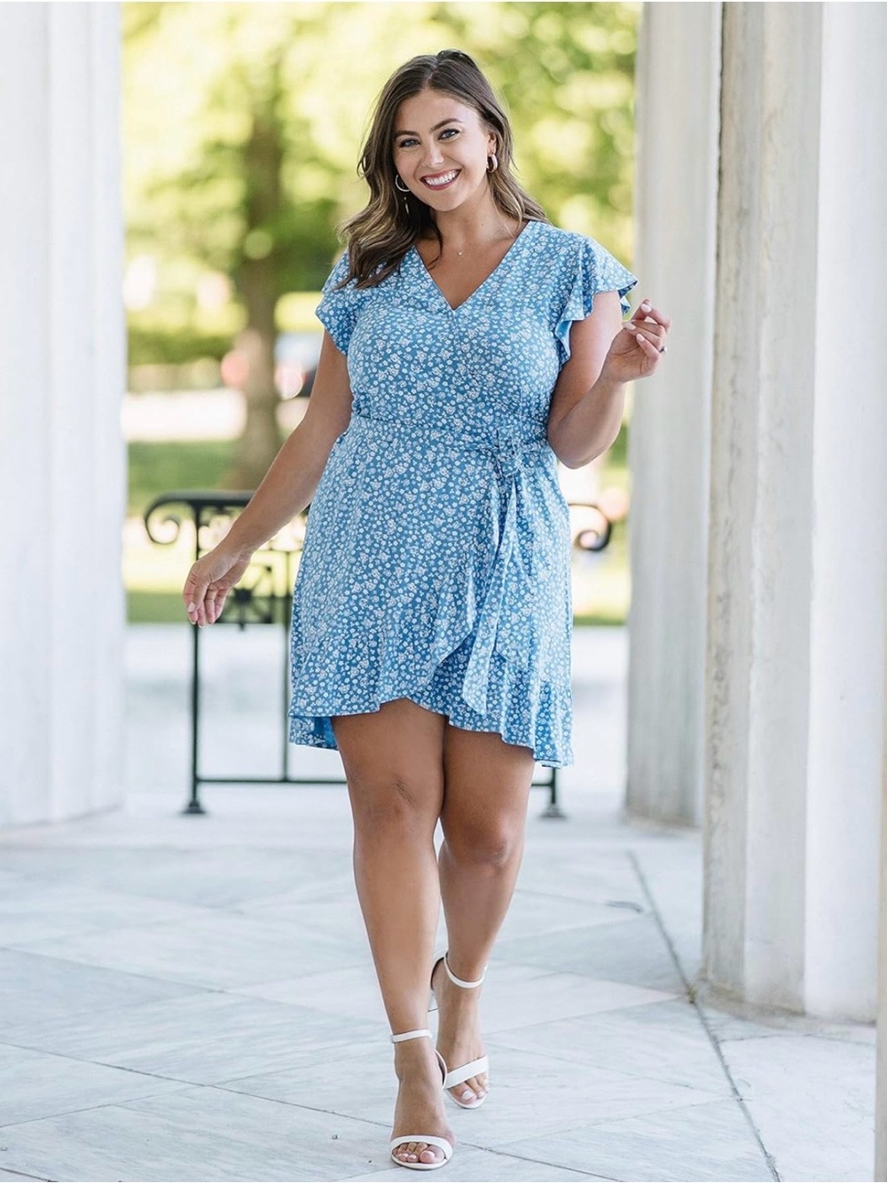 The Drop Women's Blue Floral Wrap Dress by @caralynmirand XL